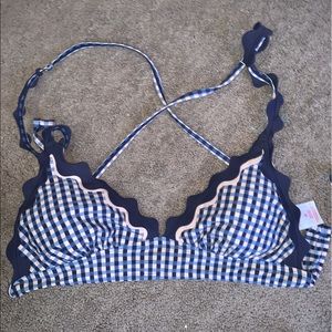 gingham scalloped bikini top